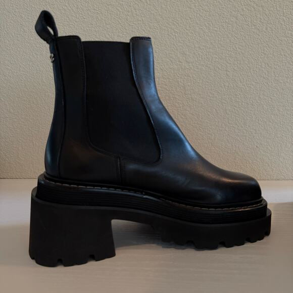 Sandro Paris Chelsea Ankle Boots Platform Black Leather Size 39 (US 8) - Picture 5 of 14